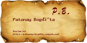 Patonay Bogáta névjegykártya